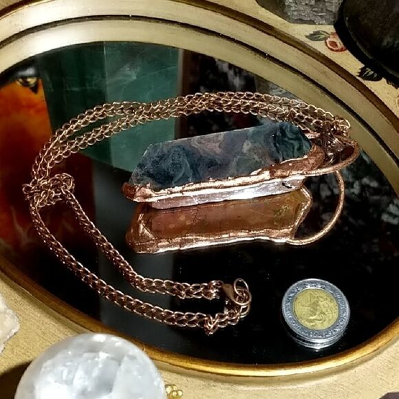 Hand Crafted Jewelry - 'Deseo' Reversible Jasper & Agate Copper Amulet